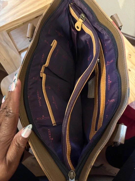 Anuschka Hand-Painted Floral Leather Tote Bag in Multicolor EUC - Picture 7 of 10